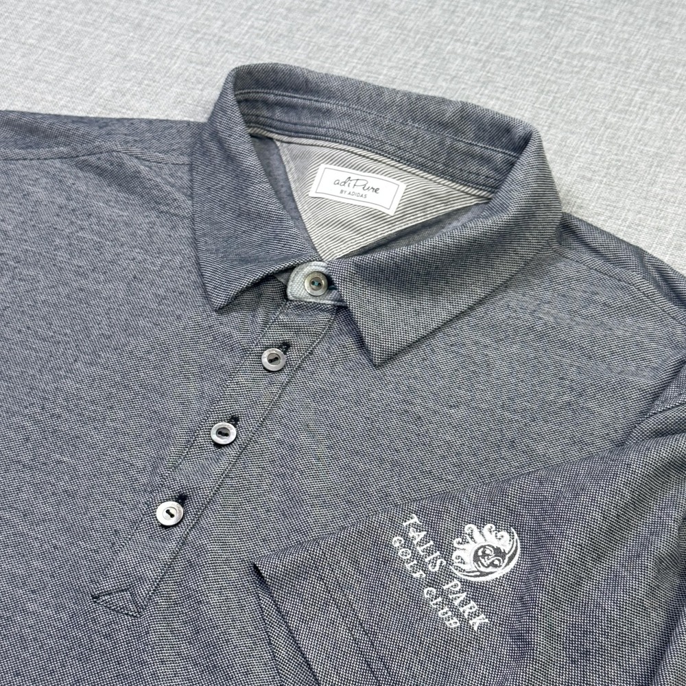 Adidas AdiPure Wool Polyester Golf Polo Shirt Mens Large Gray Knit Performance‎